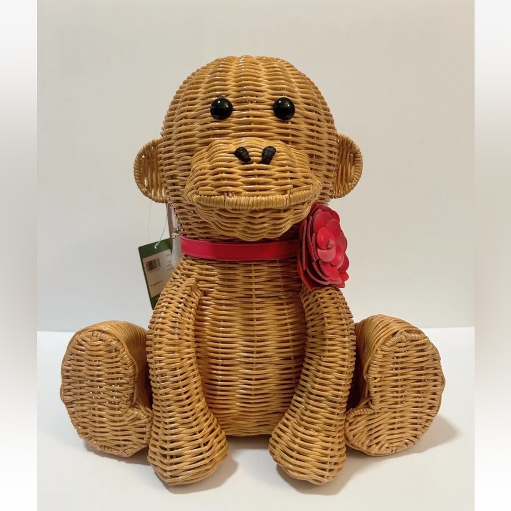 Kate Spade “Rambling Roses” Monkey wicker Satchel NWT 🐒🌸 - Picture 2 of 9